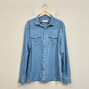 PONCHO The Fort Davis Jean Shirt Blue Denim Slim Fit Pearl Snap Western